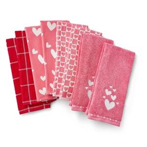 Valentine’s Day Love Heart’s Kitchen Towels Set of 8pc Brand New